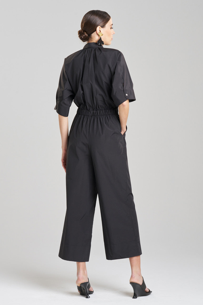 Buy Techno Poplin Jumpsuit in Black Online Black Natori