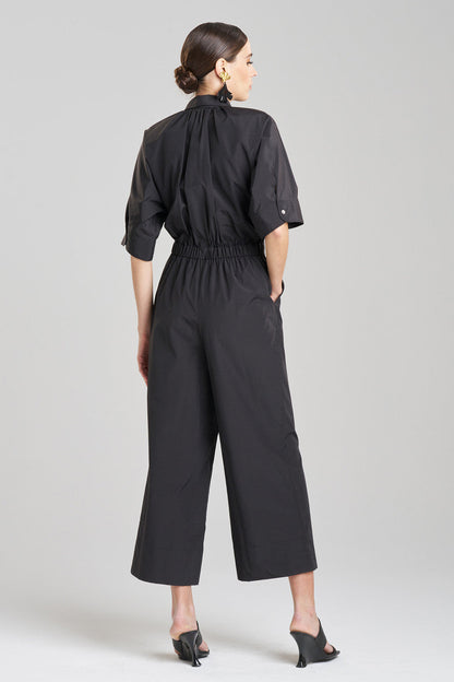 Buy Techno Poplin Jumpsuit in Black Online Black Natori