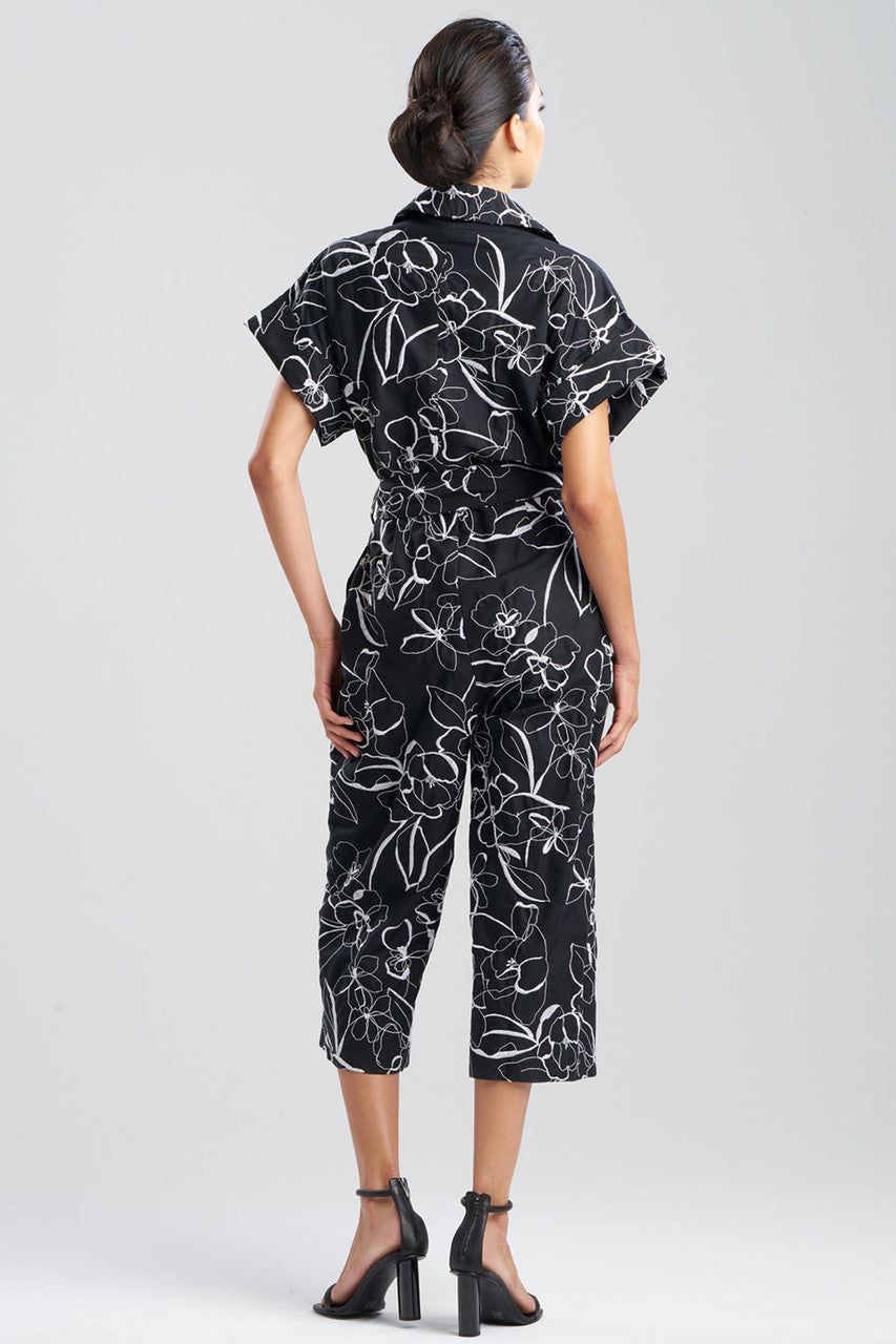 Buy Flower Stencil Embroidered Jumpsuit online Black Natori