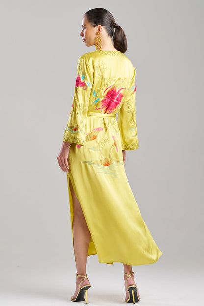 Couture Bali Embroidered Silk Caftan Citrus Natori