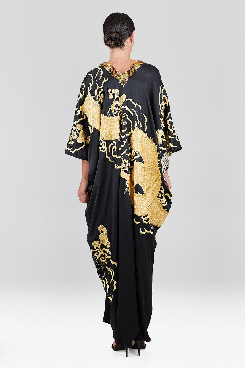 Buy Couture Embroidered Dragon Caftan in Black Online Black Natori