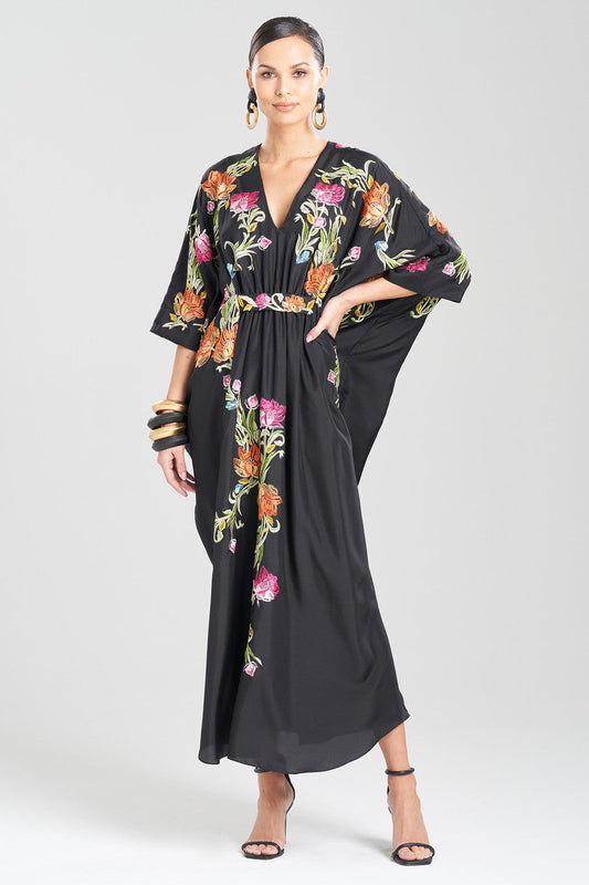 Buy Couture Shinjo Embroidered Caftan in Black Online Black Natori
