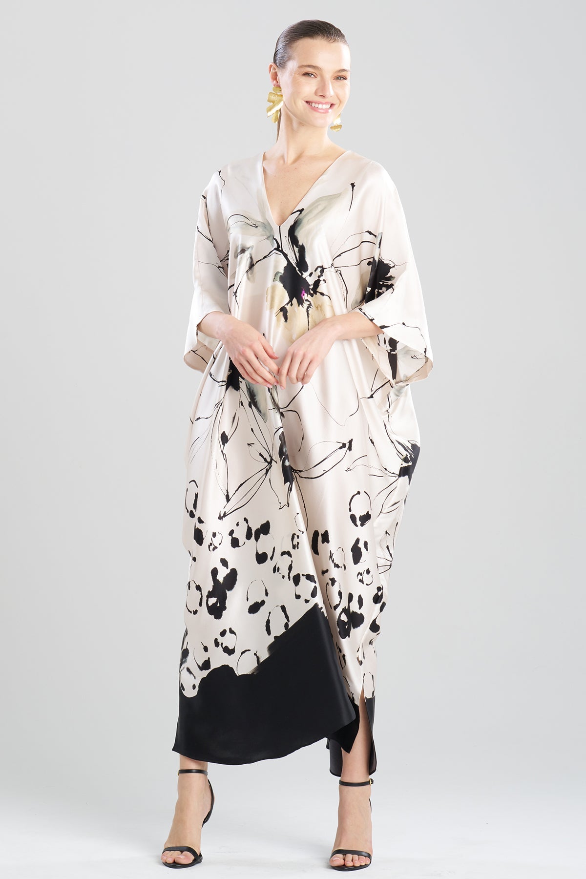 Yumi Silk Caftan Warm White Natori