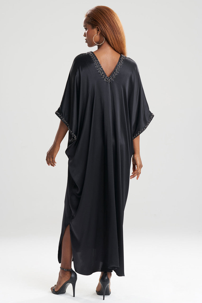 Buy Key Essentials Embellished Cocoon Silk Caftan in Black Online Black Natori