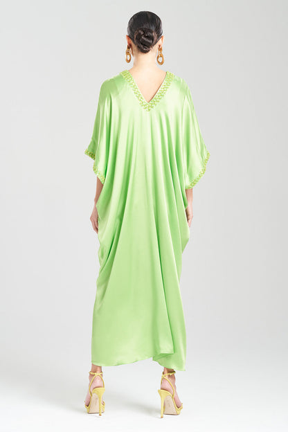 Buy Key Essentials Embellished Cocoon Silk Caftan in Limon Online Limon Natori
