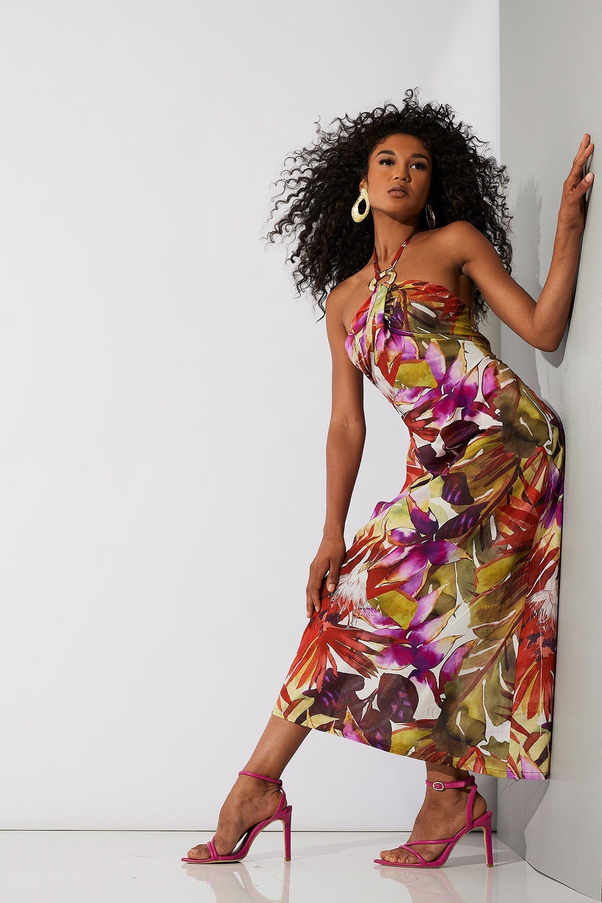 Rainforest Cotton Maxi Halter Dress Multi Natori