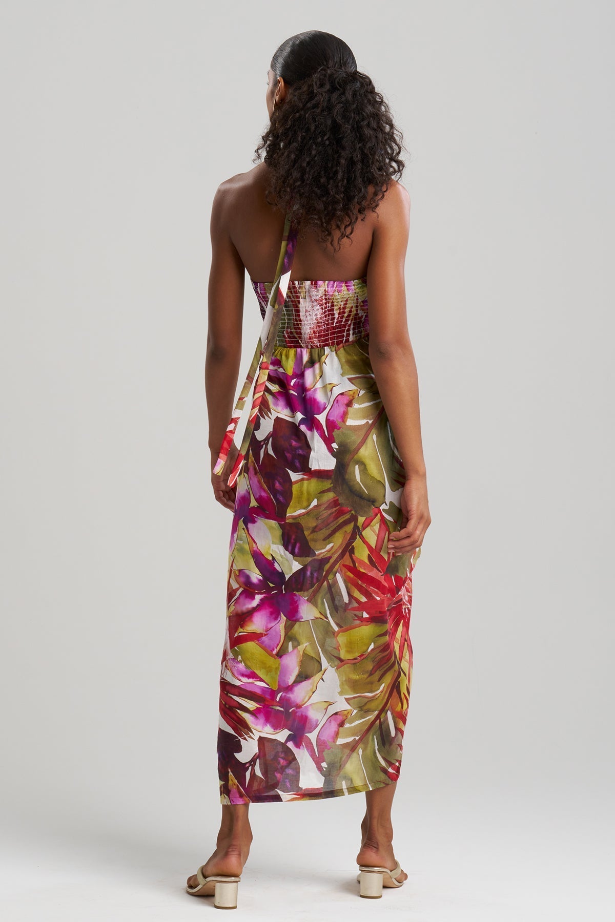 Rainforest Cotton Maxi Halter Dress Multi Natori