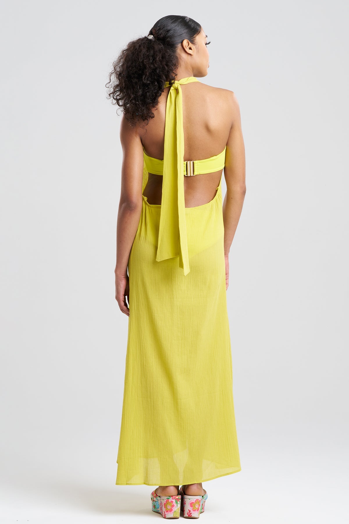 Cotton Gauze Maxi Halter Dress Citron Natori