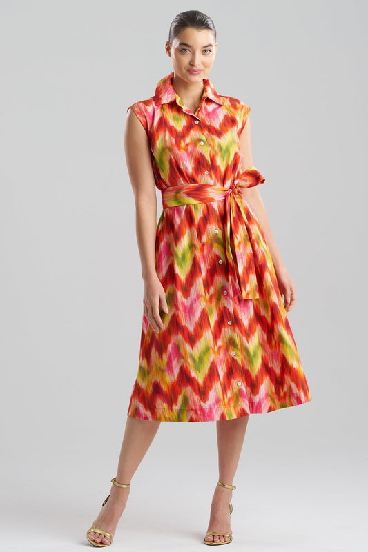 Sorel Ikat Cotton Poplin Sleeveless Shirtdress Multi Natori