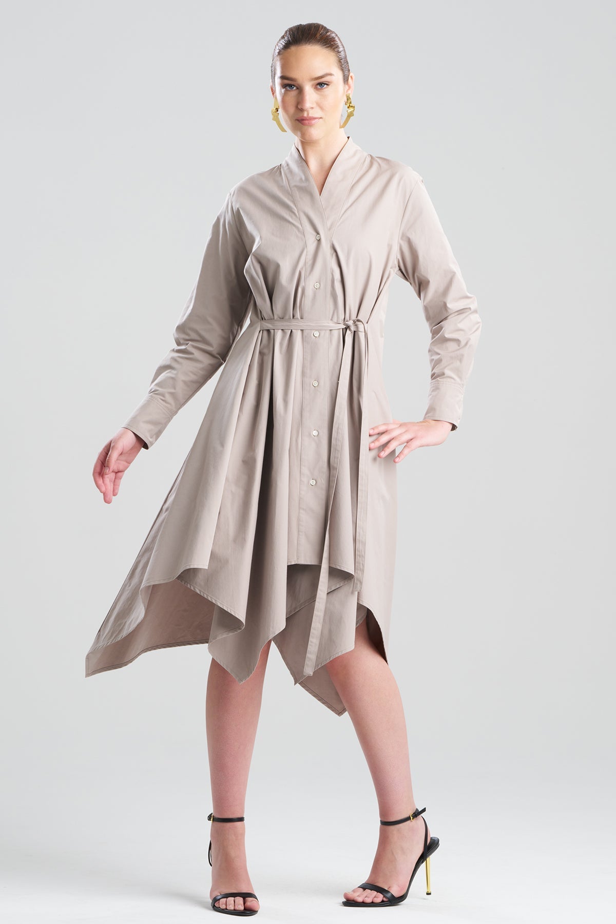 Tech Cotton Taffeta Handkerchief Dress Taupe Natori