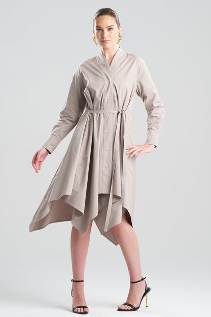 Tech Cotton Taffeta Handkerchief Dress Taupe Natori