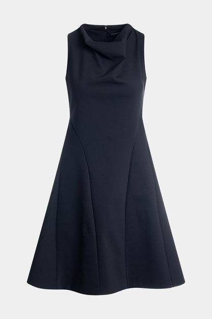 Techno Crepe Fit & Flare Funnel Neck Dress Black Natori