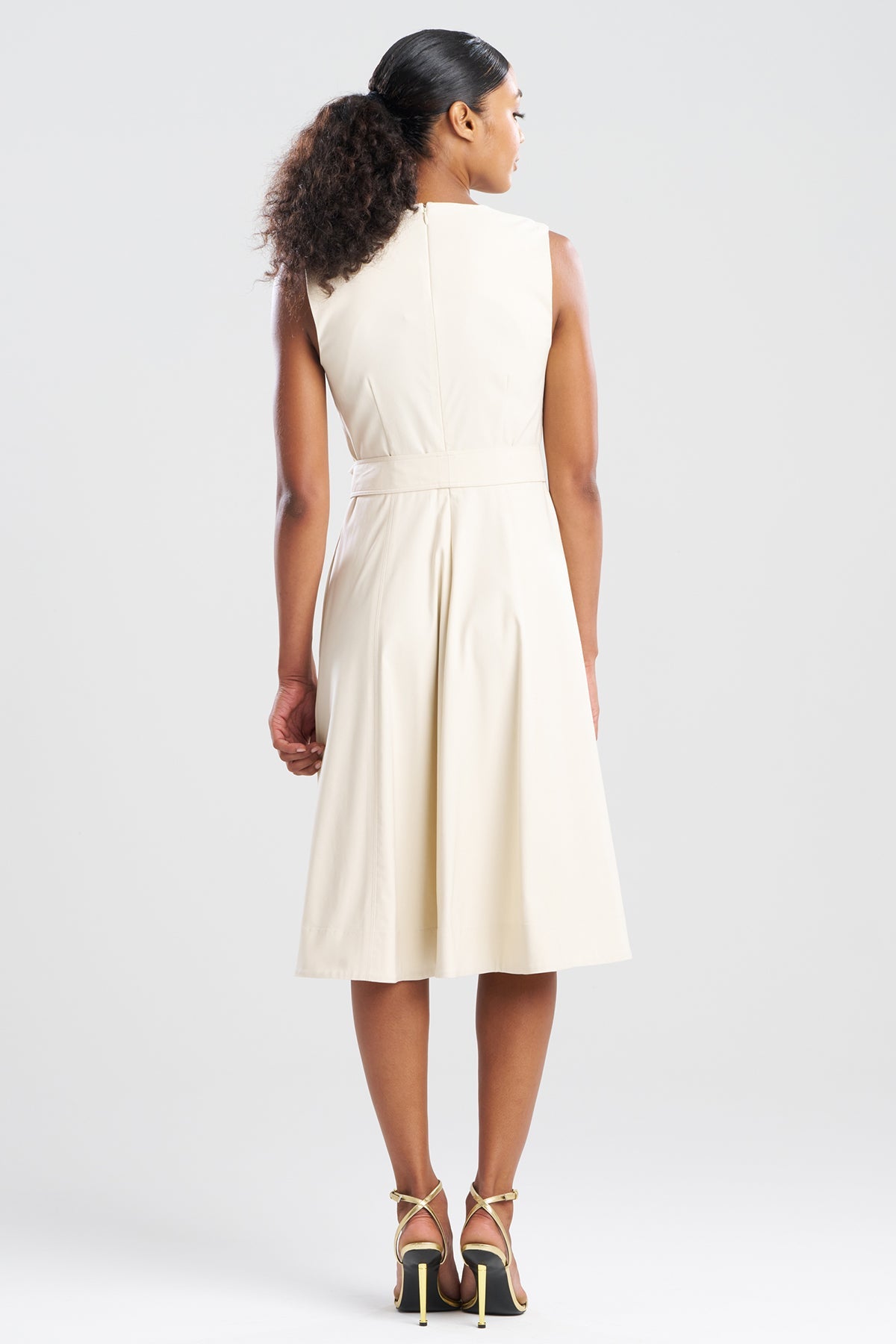 Solid Lightweight Woven Embellished Fit & Flare Dress Sandstone Natori