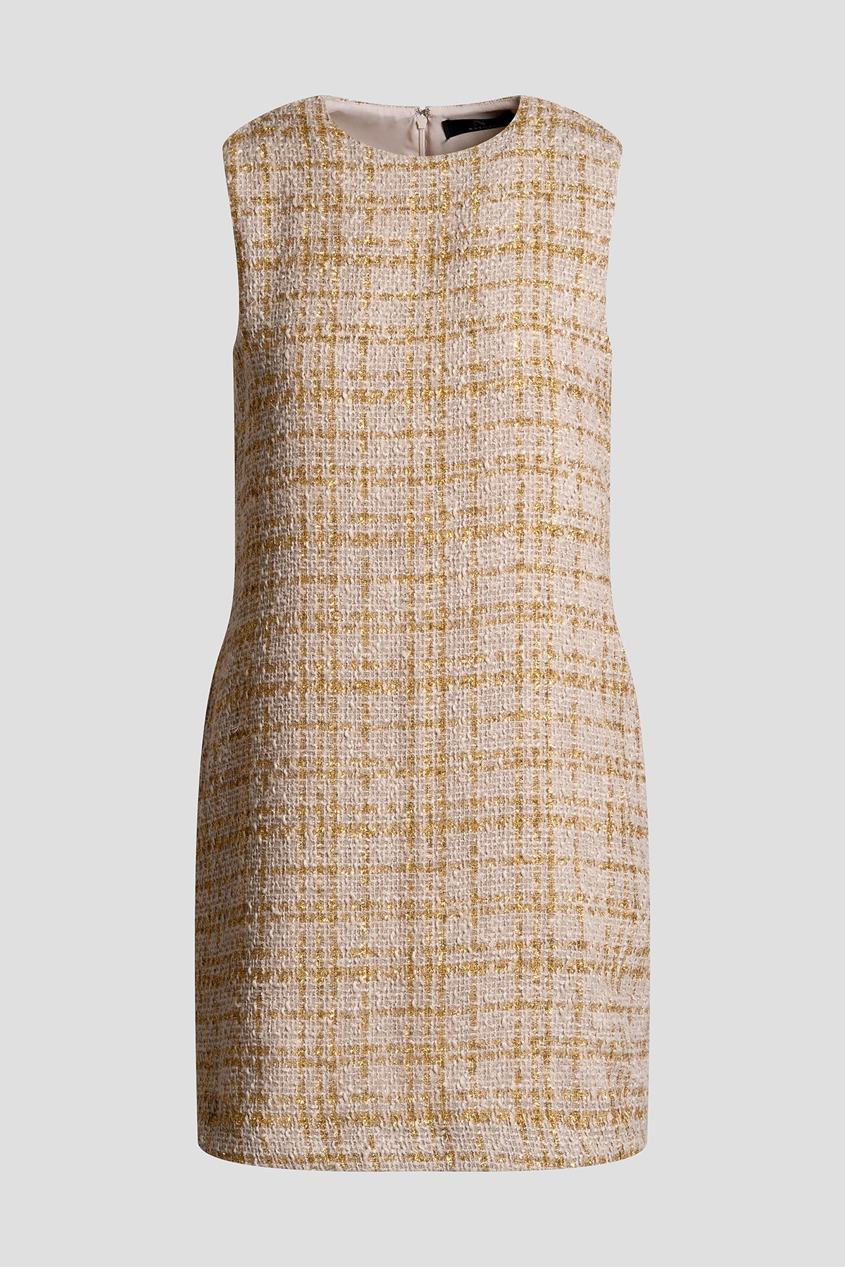 Sparkle Tweed Sleeveless Shift Dress Champagne Natori