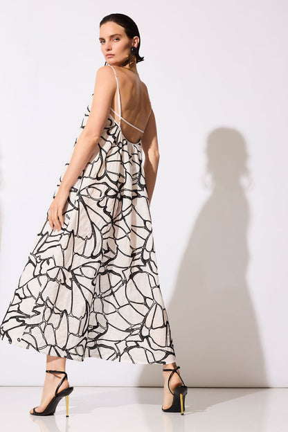 Butterfly Embroidery Cotton Sundress White Natori