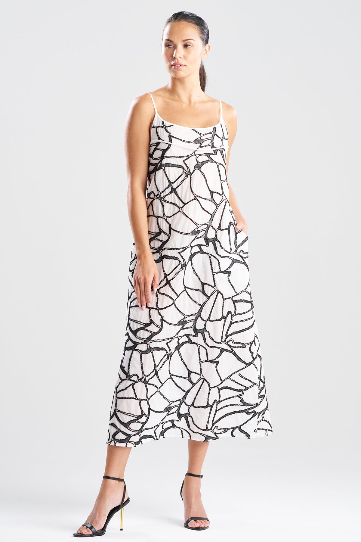 Butterfly Embroidery Cotton Sundress White Natori