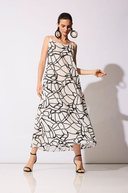 Butterfly Embroidery Cotton Sundress White Natori