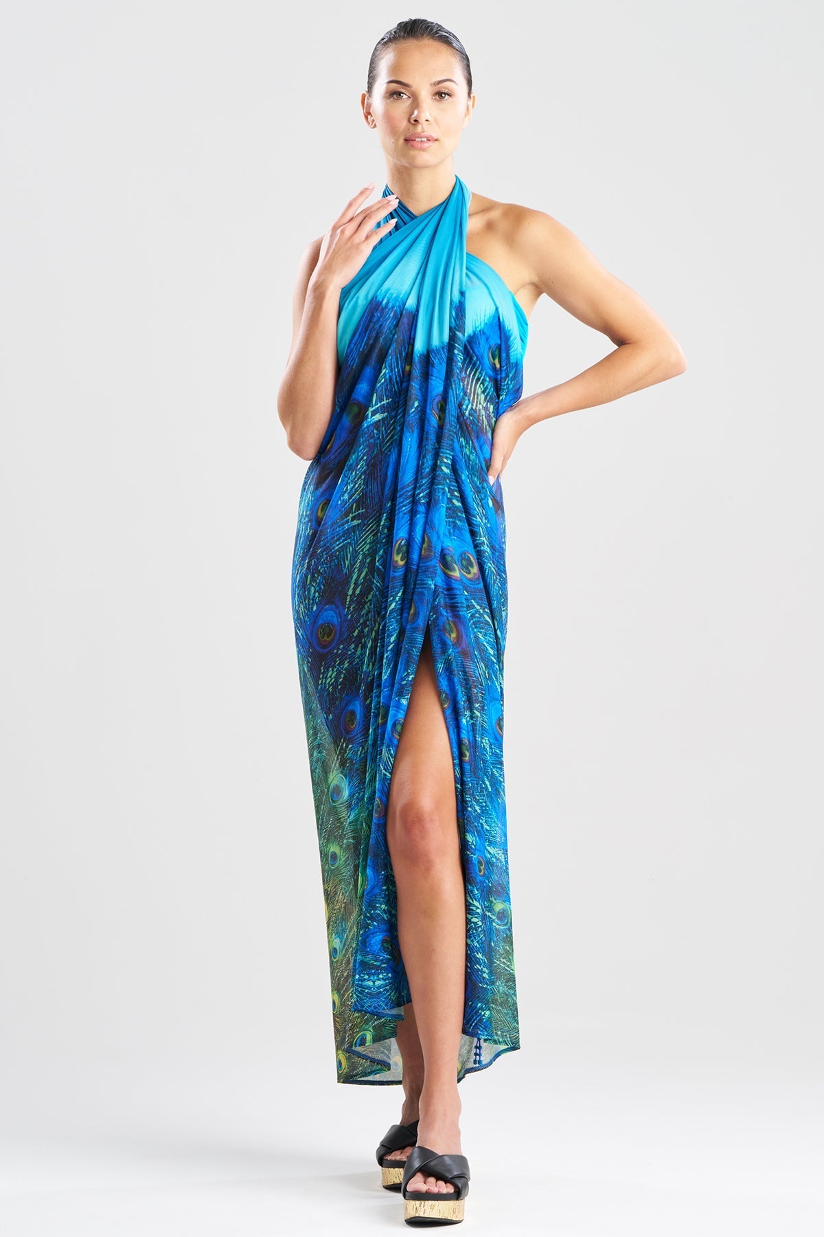 Peacock Mesh Pareo Teal Natori