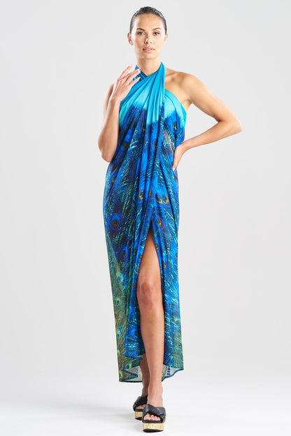 Peacock Mesh Pareo Teal Natori