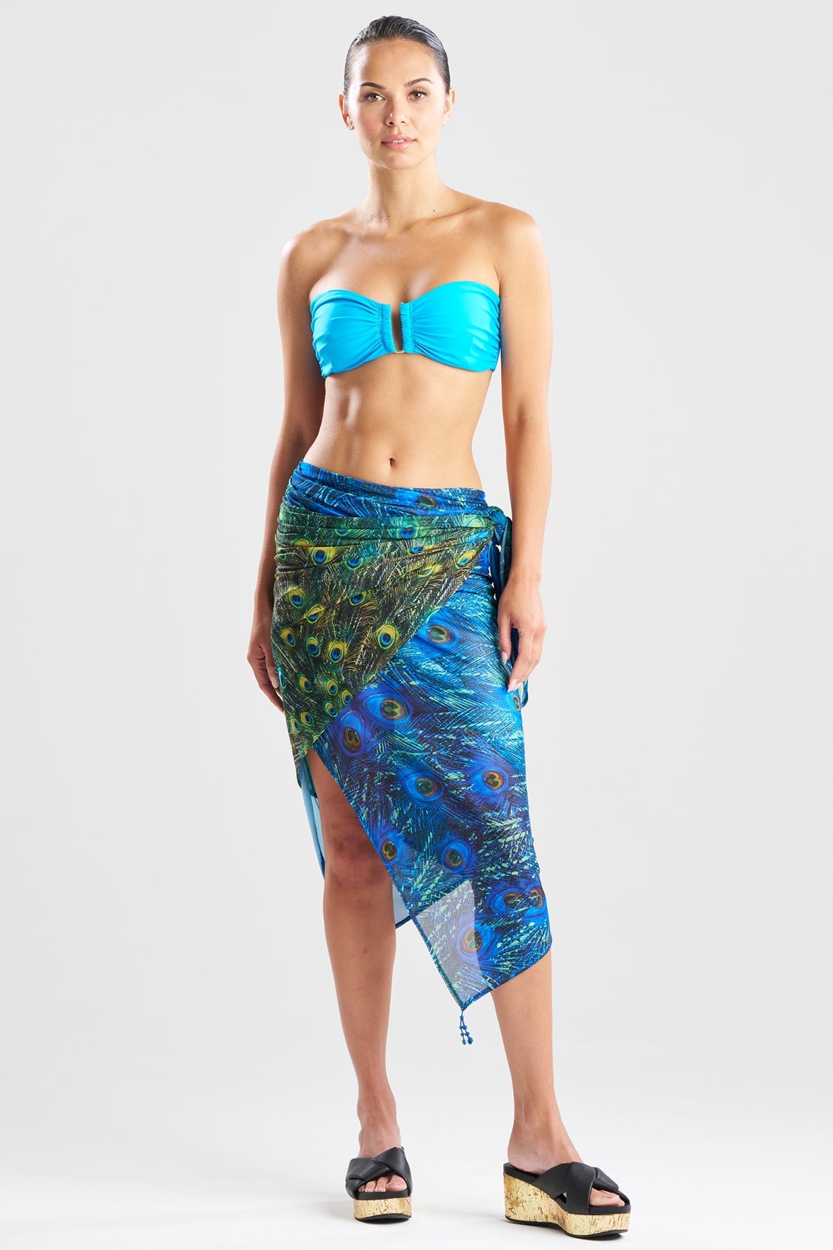 Peacock Mesh Pareo Teal Natori