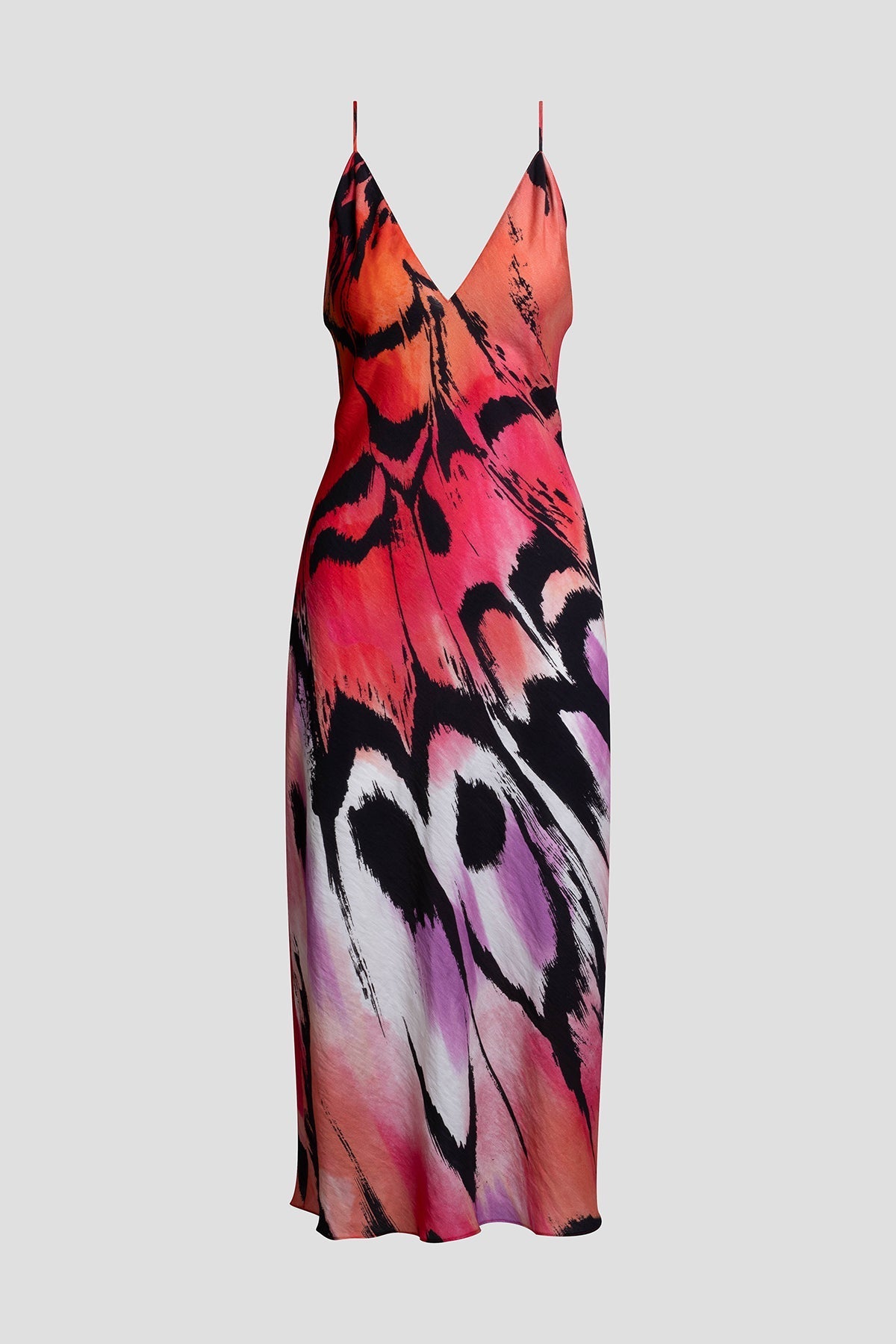 Butterfly Linen Blend Open Back Slip Dress Red Natori