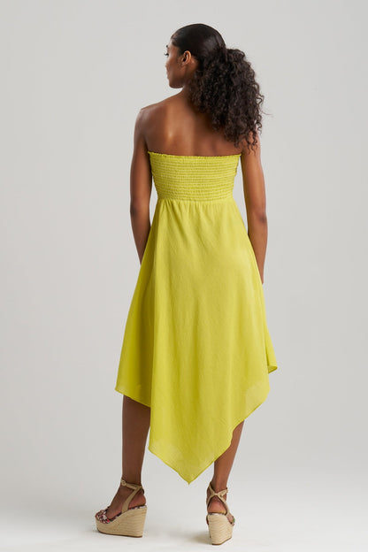 Cotton Gauze Bandeau Dress Citron Natori
