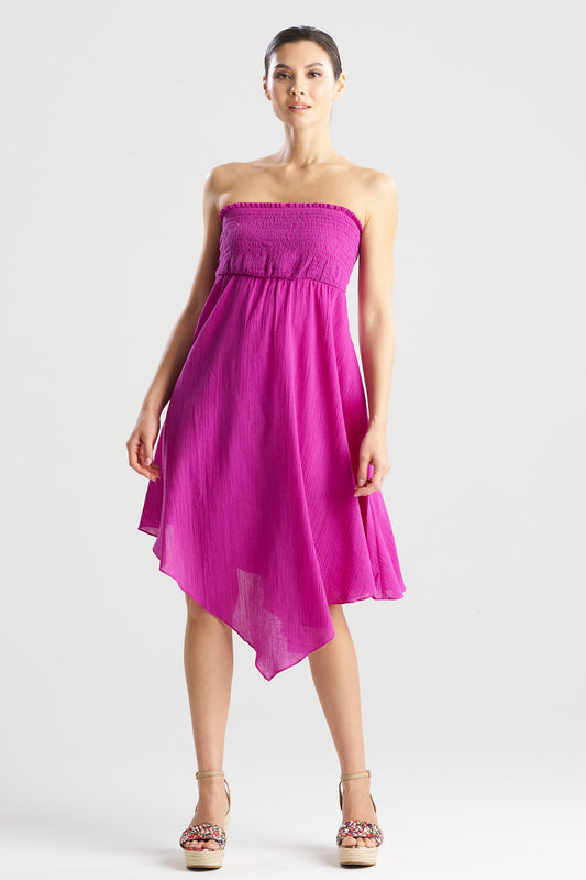 Cotton Gauze Bandeau Dress Magenta Natori