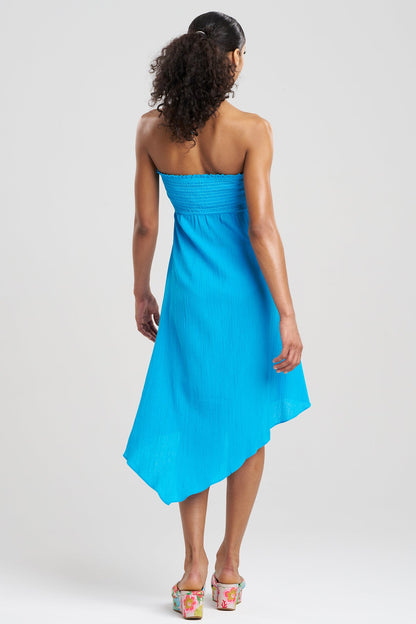 Cotton Gauze Bandeau Dress Wave Blue Natori