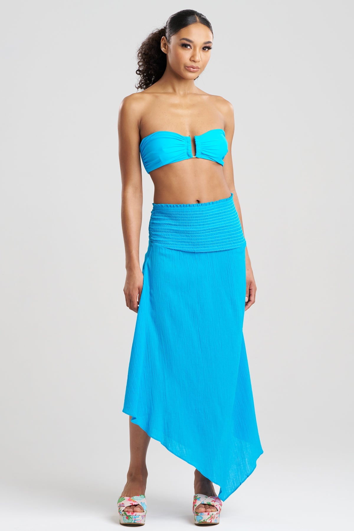 Cotton Gauze Bandeau Dress Wave Blue Natori
