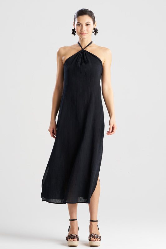 Buy Cotton Gauze Halter Dress online Black Natori