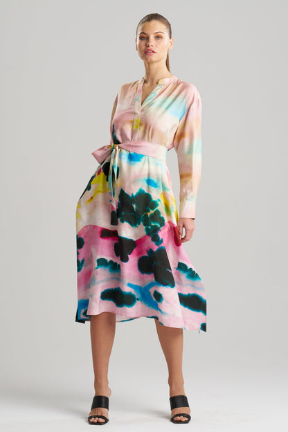 Akiko Printed Cotton Silk Twill Oversized Shirtdress Multi Natori