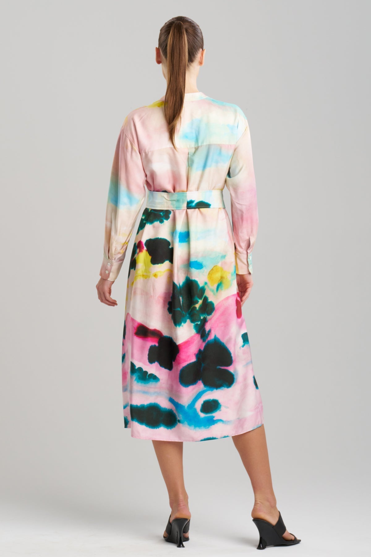 Akiko Printed Cotton Silk Twill Oversized Shirtdress Multi Natori