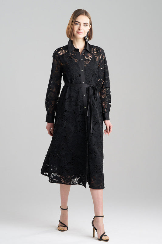 Buy Shinrin Lace Trapeze Shirtdress in Black Online Black Natori