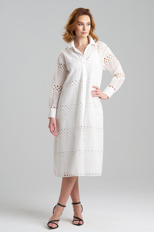Buy Round Eyelet Oversized Shirtdress in White Online White Natori