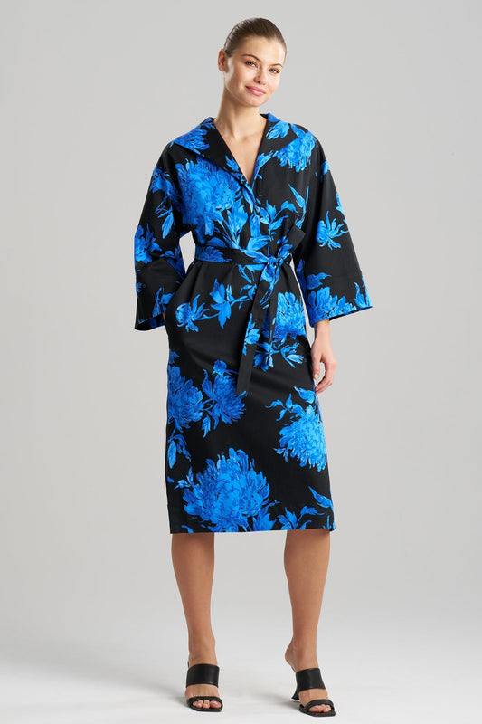 Buy Miyako Printed Cotton Chino Kimono Shirtdress online Aster Blue Natori