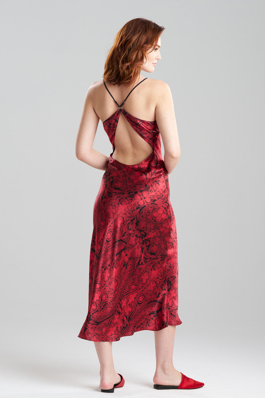 Buy Ottoman Open Back Silk Slip in Red/Black Online Red/Black Natori