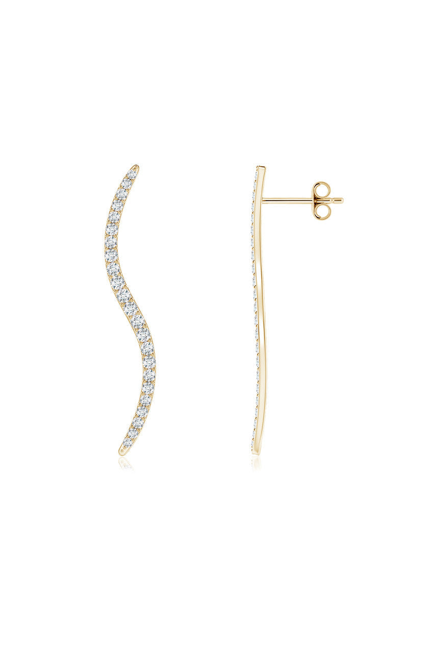 Buy Shangri-La Brushstroke 14k Gold and Diamond Medium Stud Earrings in 14K Yellow Gold Online 14K Yellow Gold Natori