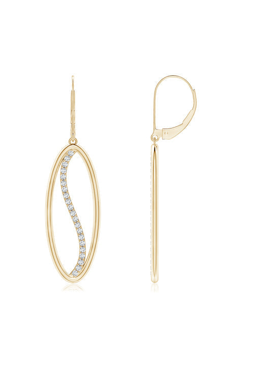 Buy Shangri-La Elliptical Yin-Yang 14K Gold and Diamond Medium Leverback Earrings in 14K Yellow Gold Online 14K Yellow Gold Natori