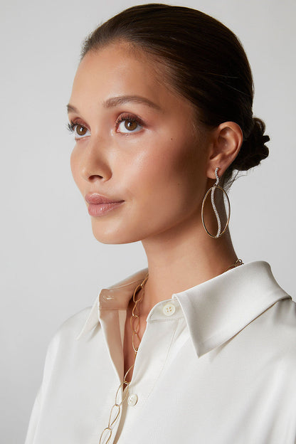 Buy Shangri-La Elliptical Yin-Yang 14K Gold and Diamond Dangle Earrings in 14K Yellow Gold Online 14K Yellow Gold Natori
