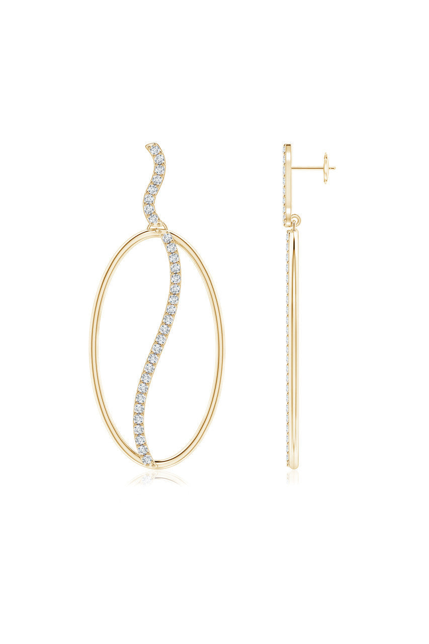 Buy Shangri-La Elliptical Yin-Yang 14K Gold and Diamond Dangle Earrings in 14K Yellow Gold Online 14K Yellow Gold Natori