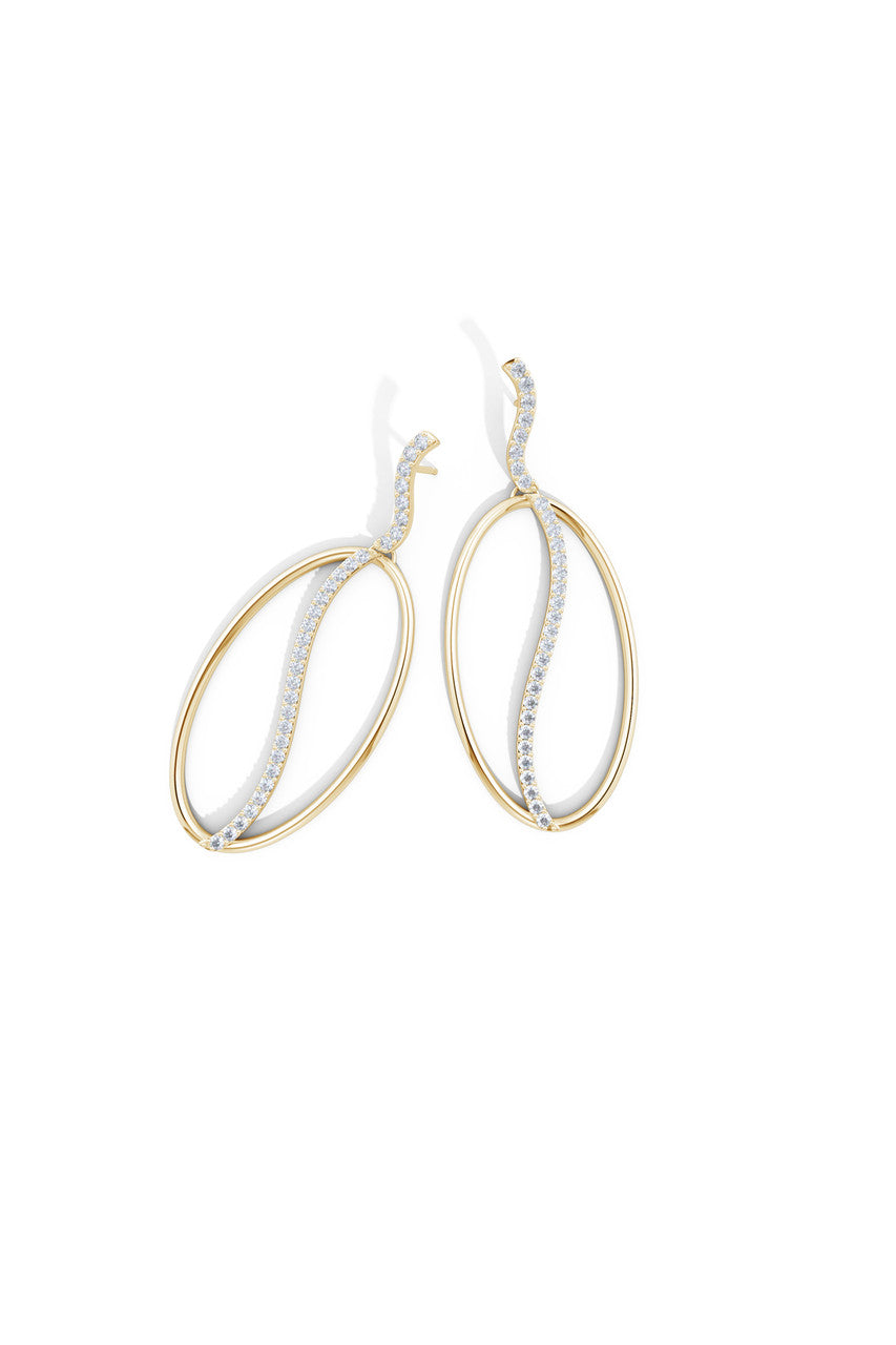 Buy Shangri-La Elliptical Yin-Yang 14K Gold and Diamond Dangle Earrings in 14K Yellow Gold Online 14K Yellow Gold Natori