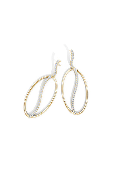 Buy Shangri-La Elliptical Yin-Yang 14K Gold and Diamond Dangle Earrings in 14K Yellow Gold Online 14K Yellow Gold Natori