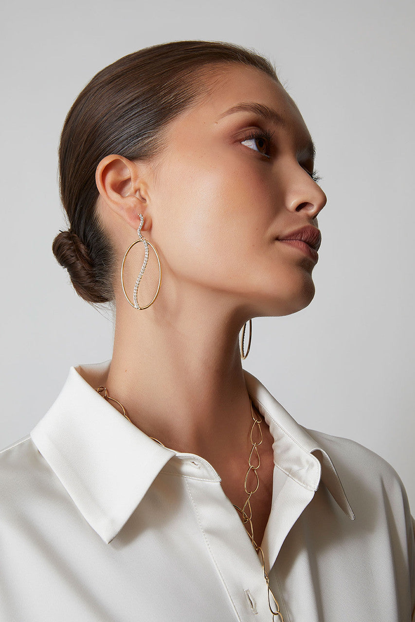 Buy Shangri-La Elliptical Yin-Yang 14K Gold and Diamond Dangle Earrings in 14K Yellow Gold Online 14K Yellow Gold Natori