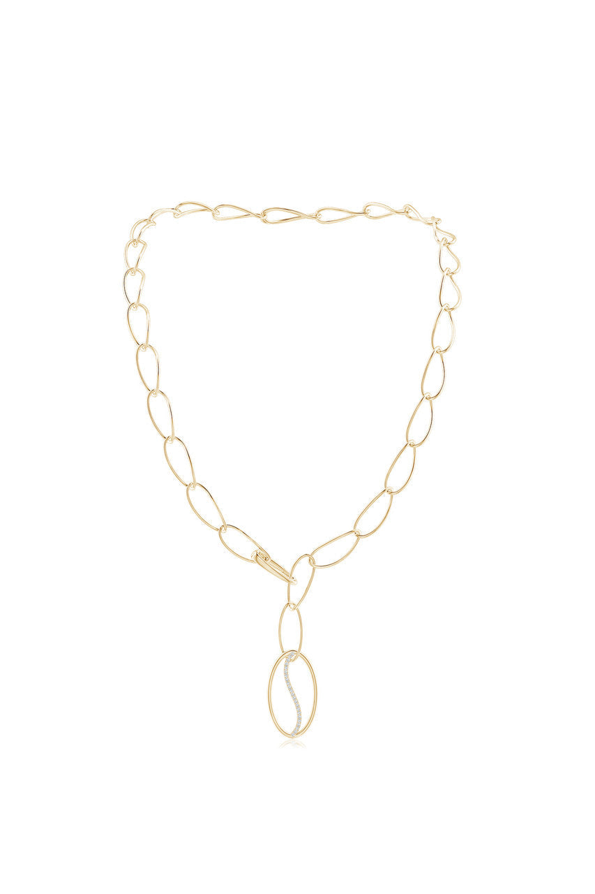 Buy Shangri-La Elliptical Yin-Yang 14K Gold and Diamond Y Necklace in 14K Yellow Gold Online 14K Yellow Gold Natori