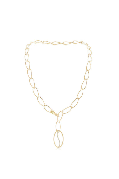 Buy Shangri-La Elliptical Yin-Yang 14K Gold and Diamond Y Necklace in 14K Yellow Gold Online 14K Yellow Gold Natori