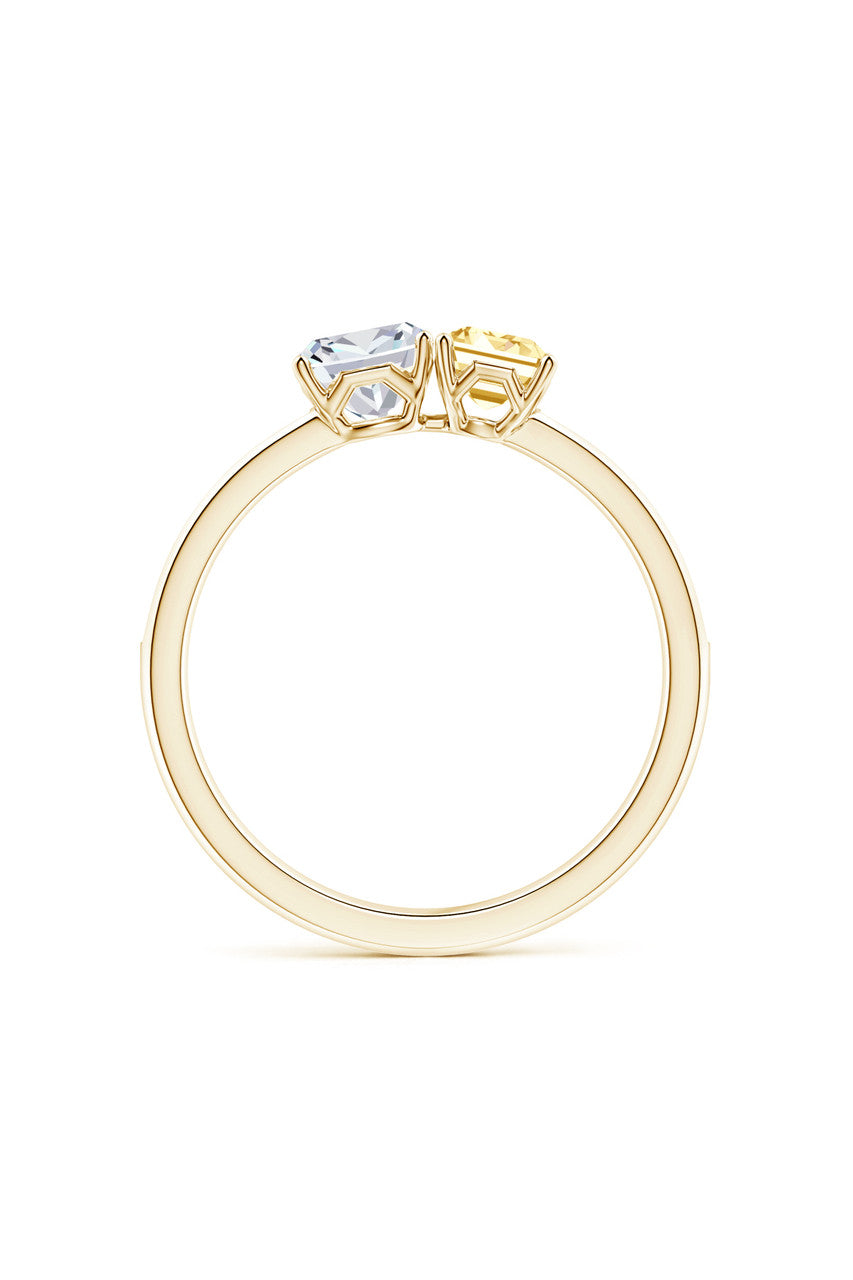 Buy Orient Express Lab-Grown 14K Gold with White & Yellow Diamond Two Stone Ring in 14K Yellow Gold Online 14K Yellow Gold Natori