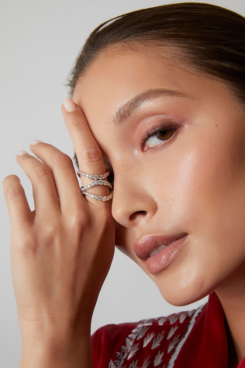 Buy Shangri-La Brushstroke 14K Gold and Diamond Full Eternity Stacking Ring in 14K Rose Gold Online 14K Rose Gold Natori