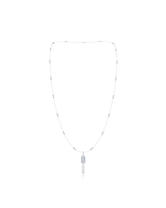 Buy Orient Express Lab-Grown 14K Gold Baguette & Diamond Detachable Tassel Pendant Chain Necklace in 14K White Gold Online 14K White Gold Natori