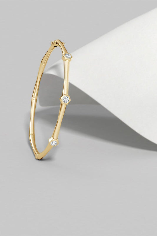 Buy Indochine 14k 3-Diamond Bamboo Hinged Bracelet in 14K Yellow Gold Online 14K Yellow Gold Natori