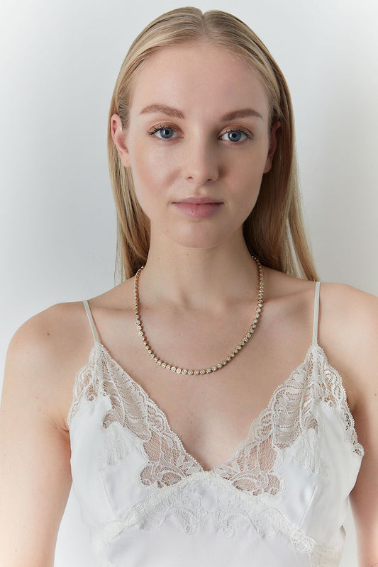 Buy Indochine Diamond Tennis Necklace in 14K Yellow Gold Online 14K Yellow Gold Natori